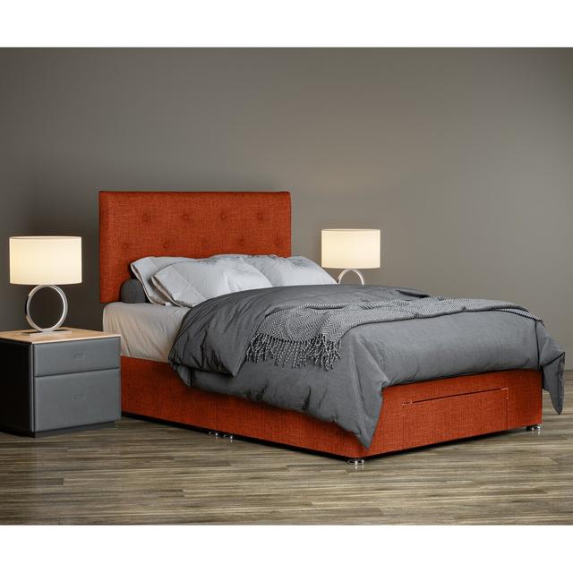 Taliesin Divan Bed Base 17 Stories Size: Small Double (4'), Colour: Orange on Productcaster.