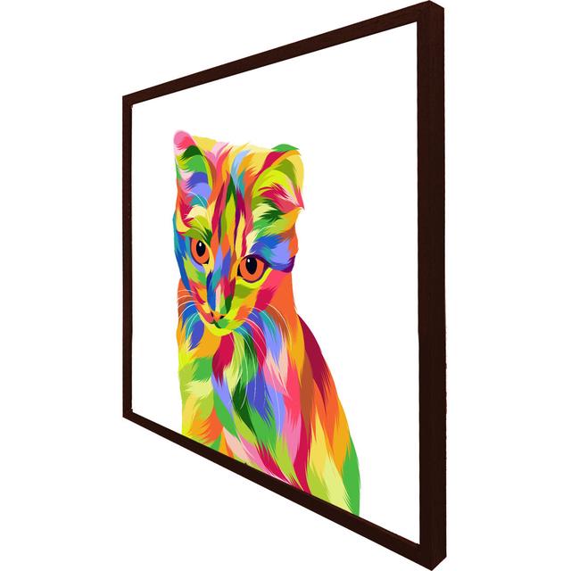 Fiskdale Animal Cat Illustration Pop Art - Single Picture Frame Art Prints Latitude Run Size: 76cm H x 76cm W x 4cm D, Frame Option: Brown Framed on Productcaster.