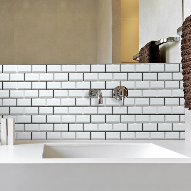 Edika Brilliant White Brick 30.5cm x 15.4cm PVC Subway Tile 17 Stories on Productcaster.