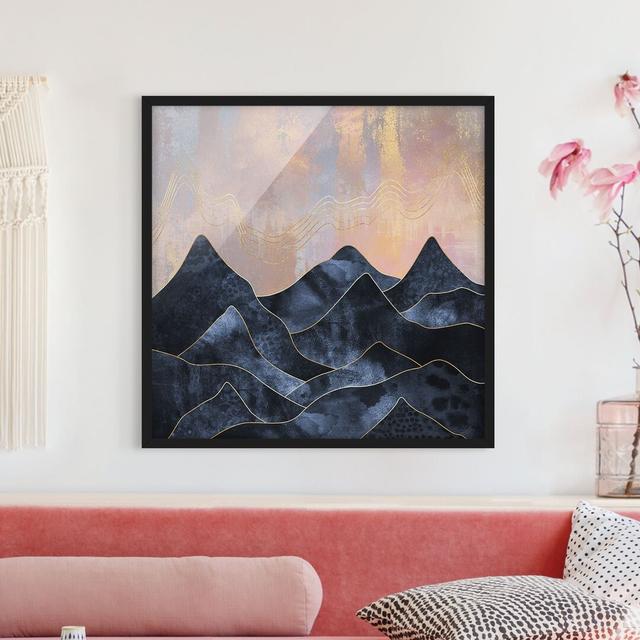 Golden Dawn over Mountains - Picture Frame Graphic Art Alpen Home Size: 70cm H x 70cm W x 2cm D, Matte Colour: White, Format: Black Framed on Productcaster.