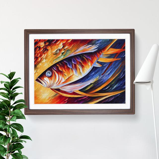 Fish Painting Vol.2 Abstract House of Hampton Size: 46cm H x 64cm W x 2cm D, Frame Colour: Walnut on Productcaster.