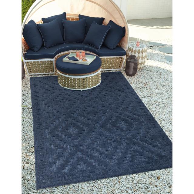 Ivey Geometric Machine Woven Blue Area Rug Natur Pur Rug Size: 60cm x 110cm on Productcaster.