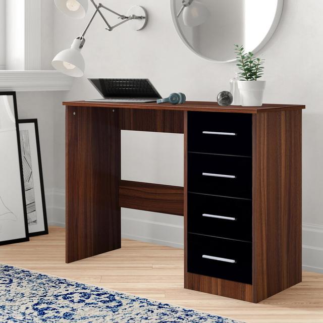 Eva Dressing Table Zipcode Design Colour: Walnut/Gloss Black on Productcaster.