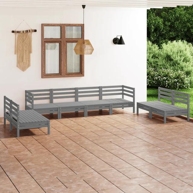 Bogoslav Solid Wood 8- Person Seating Group Ebern Designs Colour: Grey on Productcaster.