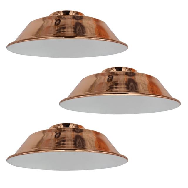 3 Pack Retro Vintage Metal Rose Gold Easy Fit E27/B22 Base Industrial Pendant Metal 22Cm Lamp Light Shades Reducer Plate Ceiling Hanging Lamps For Bed on Productcaster.