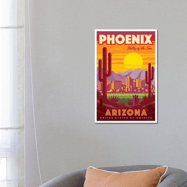 Phoenix Travel Poster Happy Larry Size: 66.04cm H x 45.72cm W x 1.91cm D on Productcaster.