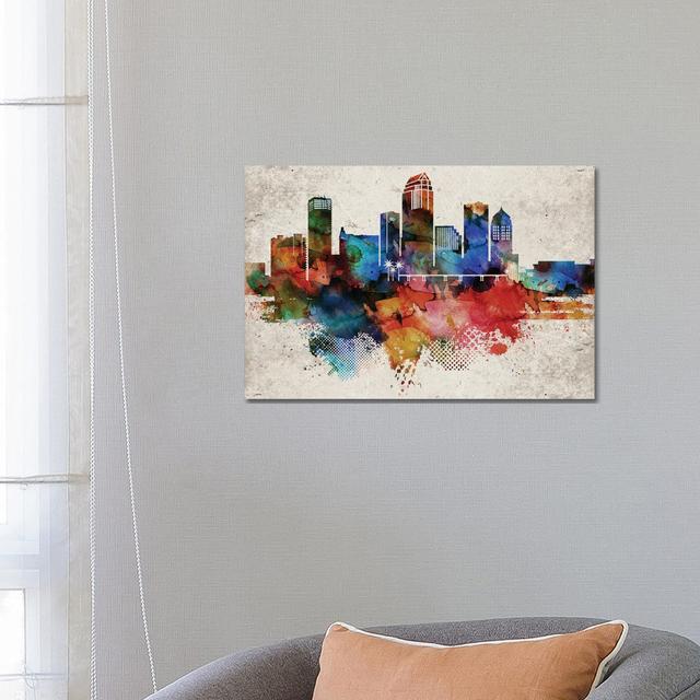 Tampa Abstract Skyline by WallDecorAddict - Wrapped Canvas Print Latitude Run Size: 45.72cm H x 66.04cm W x 1.91cm D on Productcaster.