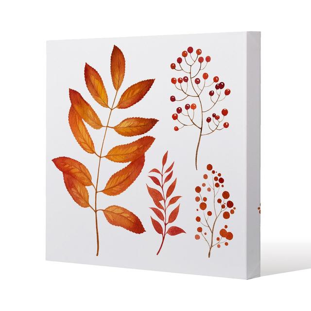 Orange Autumn Leaves Canvas Print Andrew Lee Size: 90cm H x 90cm W x 4cm D on Productcaster.