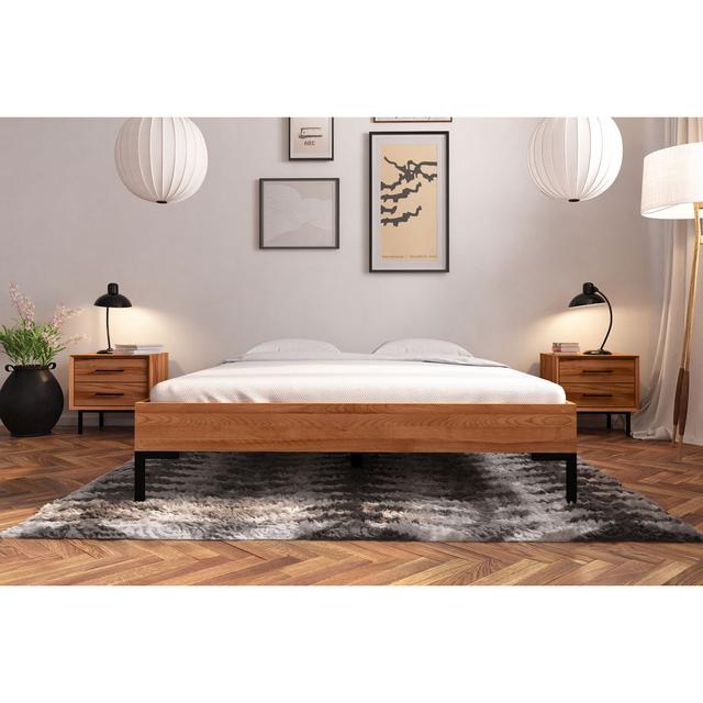 Polemenakos Bed Frame Gracie Oaks Frame Material: Beech Wood, Colour: Core Beech, Size: 160 x 210cm on Productcaster.