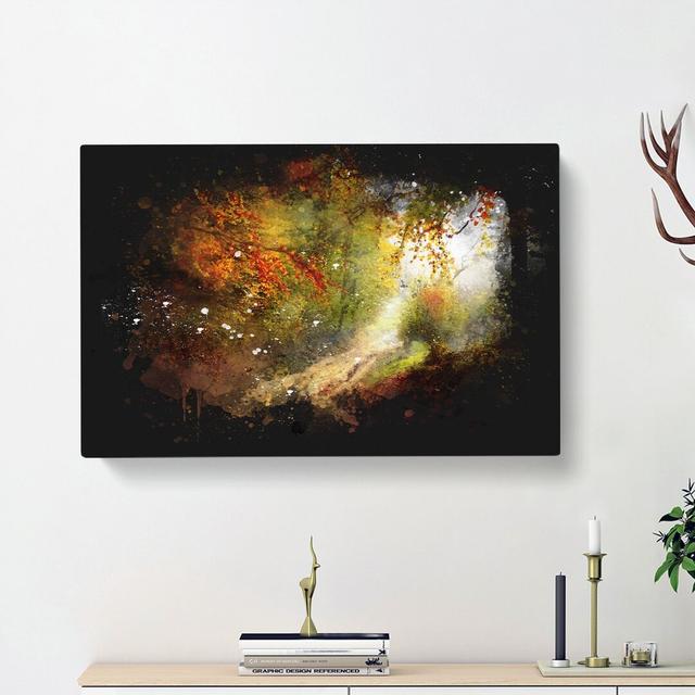 Autumn Forest Paint Splash - Wrapped Canvas Graphic Art Print East Urban Home Size: 35cm H x 50cm W x 3cm D on Productcaster.