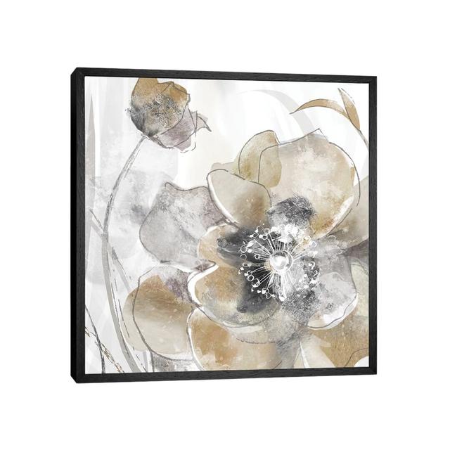 'Taupe Spring Poppy I' by Maria Donovan - Floater Frame Graphic Art Print on Canvas Fleur De Lis Living Size: 45.72cm H x 45.72cm W x 3.81cm D, Frame on Productcaster.