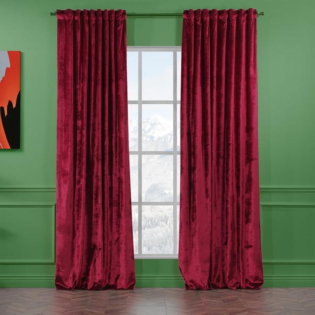 100% Blackout Thermal Extra Long & Extra Wide Shiny Velvet Decorative Curtain Panel Lilijan Home & Curtain Panel Size: 140cm Width x 475cm Drop, Curta on Productcaster.