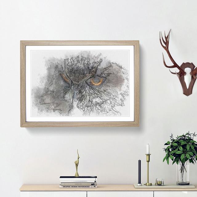 A Great Horned Owl in Abstract - Picture Frame Graphic Art Print East Urban Home Frame Option: Oak Framed, Size: 36cm H x 48cm W x 2cm D on Productcaster.