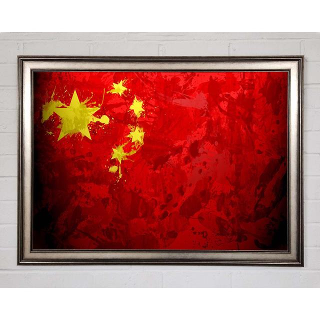 China Flagge Grunge - Druck Rosalind Wheeler Größe: 42 cm H x 59,7 cm B x 1,5 cm T, Format: Matte Black Framed Paper on Productcaster.