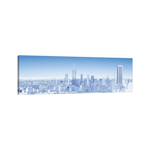 Digital Sketch Of Chicago Skyline, USA VII by Panoramic Images - Wrapped Canvas Panoramic Print Ebern Designs Size: 60.96cm H x 182.88cm W x 3.81cm D on Productcaster.