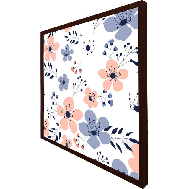 Wainscott Pink & Blue Flowers - Single Picture Frame Print ClassicLiving Size: 51cm H x 51cm W x 4cm D, Format: Brown Framed on Productcaster.