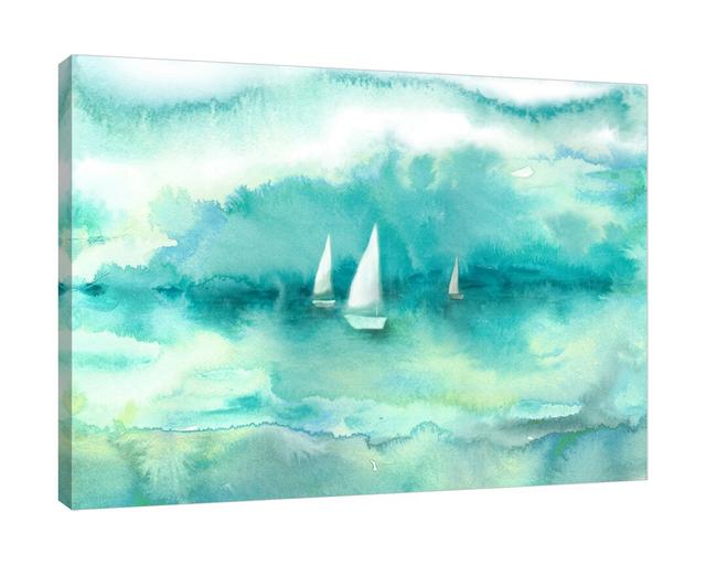 'Sailboats' by Tre Sorelle Studios Watercolour Painting Print on Wrapped Canvas East Urban Home Size: 60.96cm H x 81.28cm W on Productcaster.