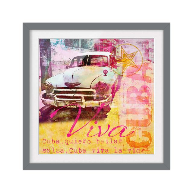 Cuban Vintage Car Collage - Picture Frame Graphic Art Williston Forge Frame Option: Grey, Size: 70cm H x 70cm W x 2cm D on Productcaster.