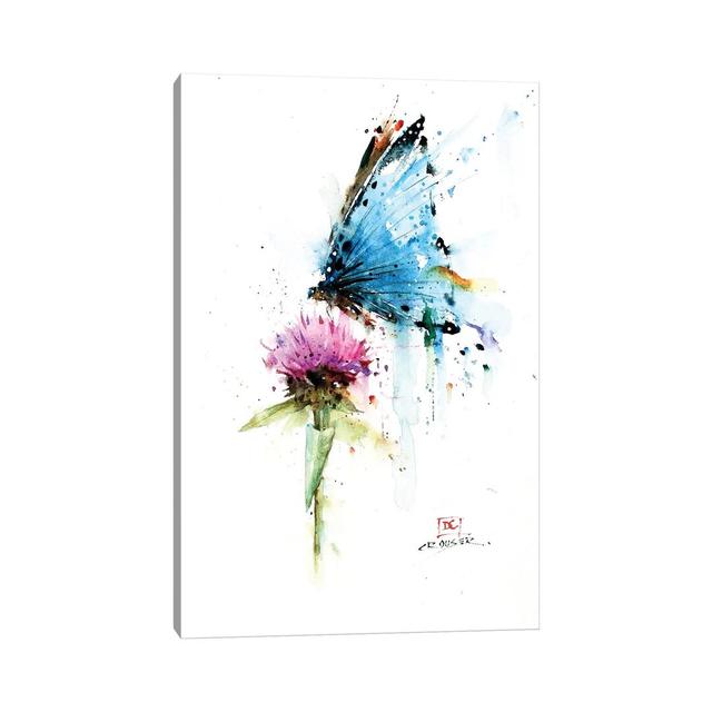 Butterfly & Thistle by Dean Crouser - Wrapped Canvas Painting Print Latitude Run Size: 66.04cm H x 45.72cm W x 1.91cm D on Productcaster.