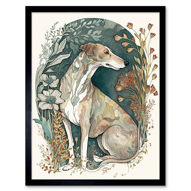 Greyhound Dog In Flower Field Modern Pastel Boho Watercolour - Single Picture Frame Print Marlow Home Co. on Productcaster.