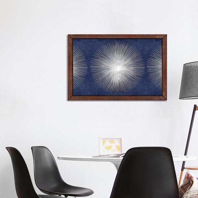 Silver Sunburst On Blue III by Abby Young - Print on Canvas Etta Avenue Size: 45.72cm H x 66.04cm W x 3.81cm D, Frame Option: Brown Floater Framed on Productcaster.