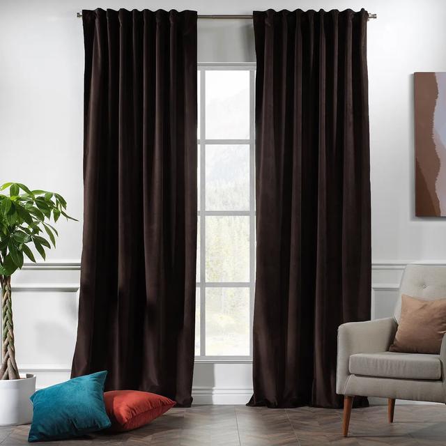 Extra langer und extra breiter Vorhang aus mattem Samt Lilijan Home & Curtain Vorhanggröße: 140 x 200 cm, Farbe: Braun on Productcaster.