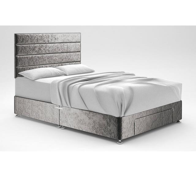 Ikin Divan Base 17 Stories Colour: Silver, Size: Double (4'6), Storage Type: End Drawer on Productcaster.