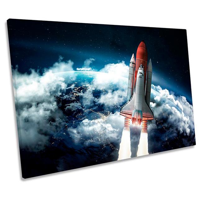 Space Shuttle Launch Earth Print CANVAS WALL ART Picture Blue Williston Forge Size: 81.3cm H x 121.9cm W x 4cm D on Productcaster.