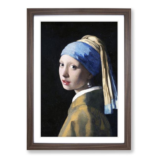 Girl with a Pearl Earring by Johannes Vermeer - Picture Frame Painting on MDF East Urban Home Size: 65cm H x 48cm W x 2cm D, Frame Option: Walnut Fram on Productcaster.