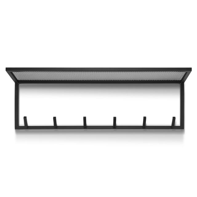 Lincon 5 - Hook Wall Mounted Coat Rack with Storage in Black Ebern Designs on Productcaster.