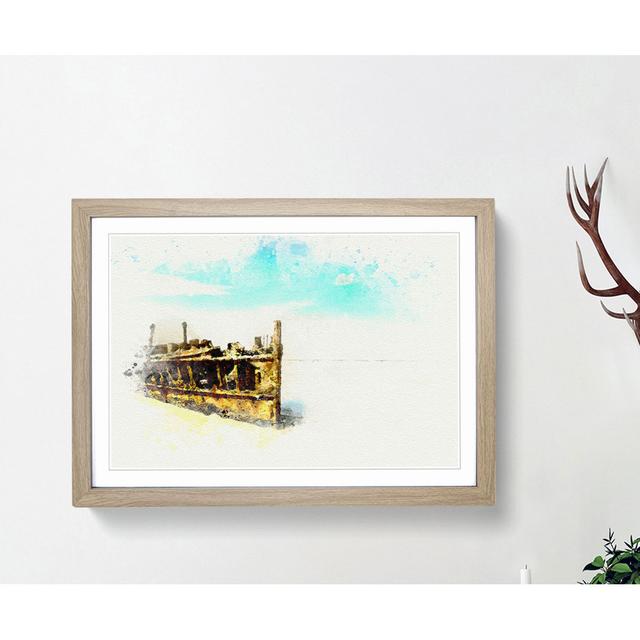 Maheno Shipwreck Australia in Abstract - Picture Frame Graphic Art Print East Urban Home Frame Option: Oak, Size: 60cm H x 91cm W x 2cm D on Productcaster.