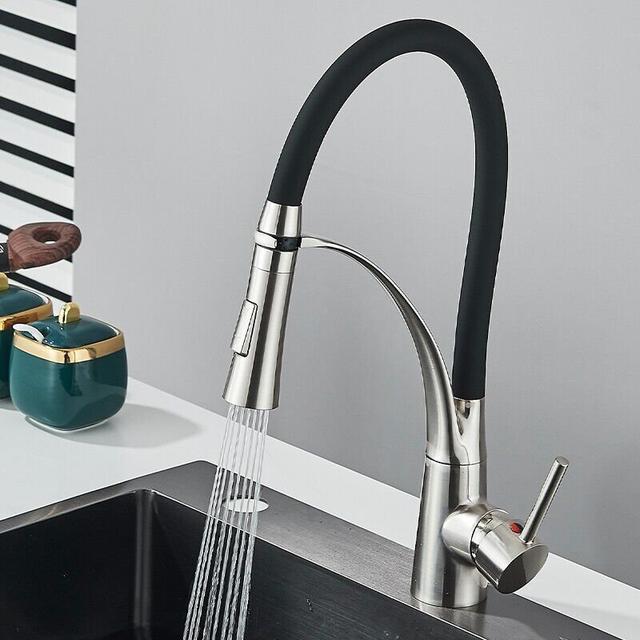 Kitchen Faucet with Pull Down Sprayer, High Arc Stainless Steel Belfry Kitchen Finish: Brushed Nikcel/Black on Productcaster.