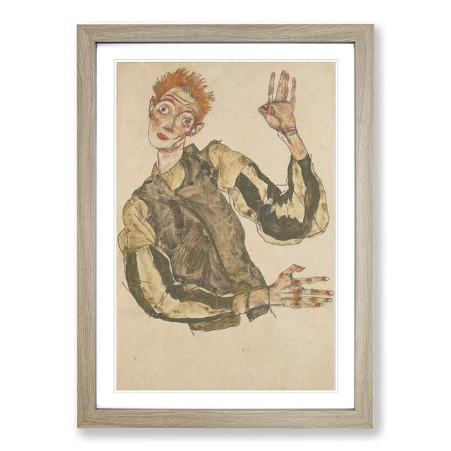 Self-Portrait Vol.4 by Egon Schiele - Picture Frame Painting East Urban Home Size: 36cm H x 27cm W x 2cm D, Frame Option: Oak Framed on Productcaster.