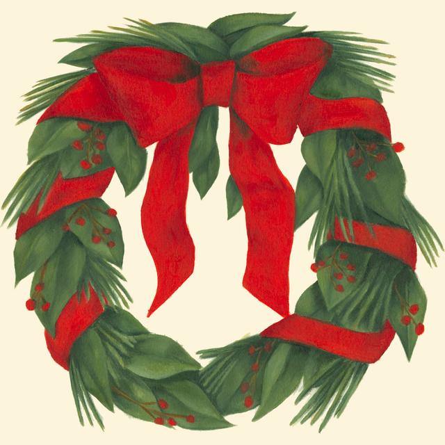 Holiday Wreath (H) by Jennifer Goldberger - Wrapped Canvas Art Prints The Seasonal Aisle Size: 122cm H x 122cm W x 3.8cm D on Productcaster.