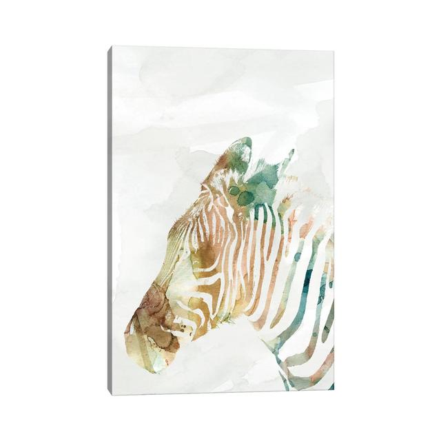 African Colours Zebra by Carol Robinson - Print on Canvas Bloomsbury Market Size: 101.6cm H x 66.04cm W x 1.91cm D, Format: Wrapped Canvas on Productcaster.