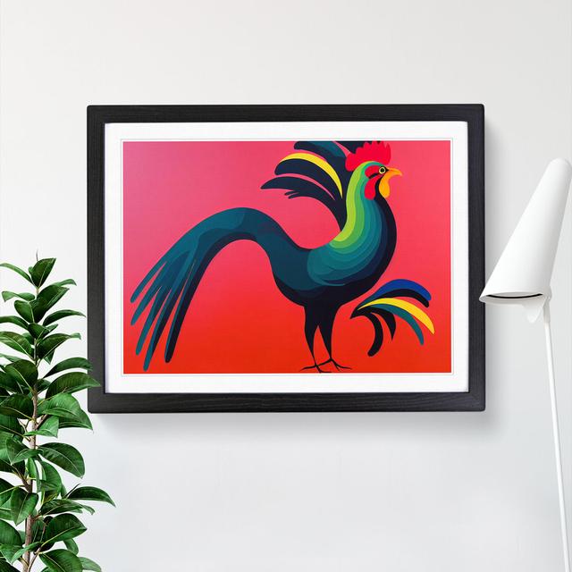 Exciting Rooster - Picture Frame Graphic Art Brambly Cottage Frame Colour: Black, Size: 46cm H x 64cm W x 2cm D on Productcaster.