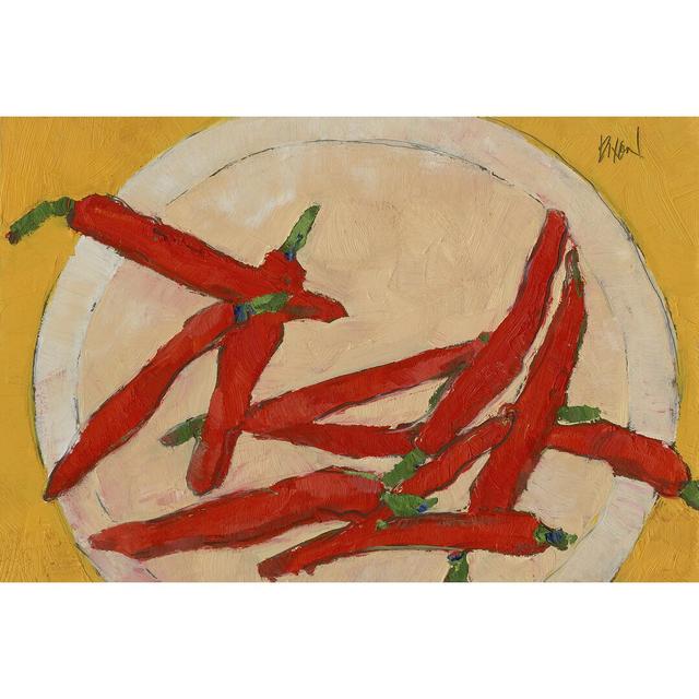 Peppers on a Plate III by Samuel Dixon - Wrapped Canvas Painting Rosalind Wheeler Size: 61cm H x 91cm W x 3.8cm D on Productcaster.