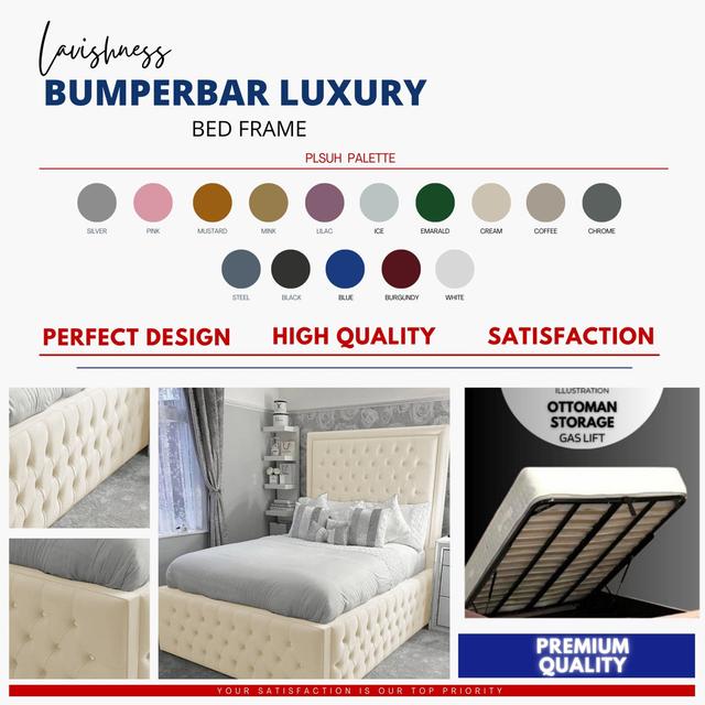 Bumperbar Upholstered Ottoman Bed Britainsleep Size: Kingsize (5'), Colour: Cream on Productcaster.