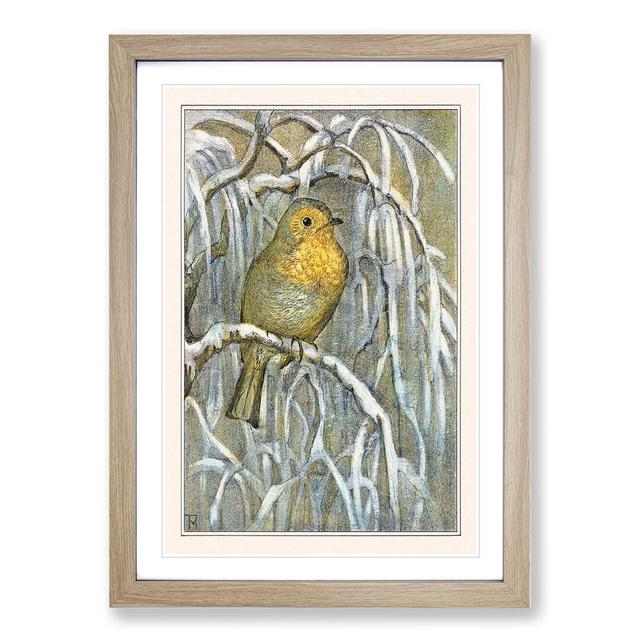 Robin Bird by Theo Van Hoytema - Picture Frame Painting East Urban Home Frame Option: Oak Framed, Size: 36cm H x 27cm W x 2cm D on Productcaster.