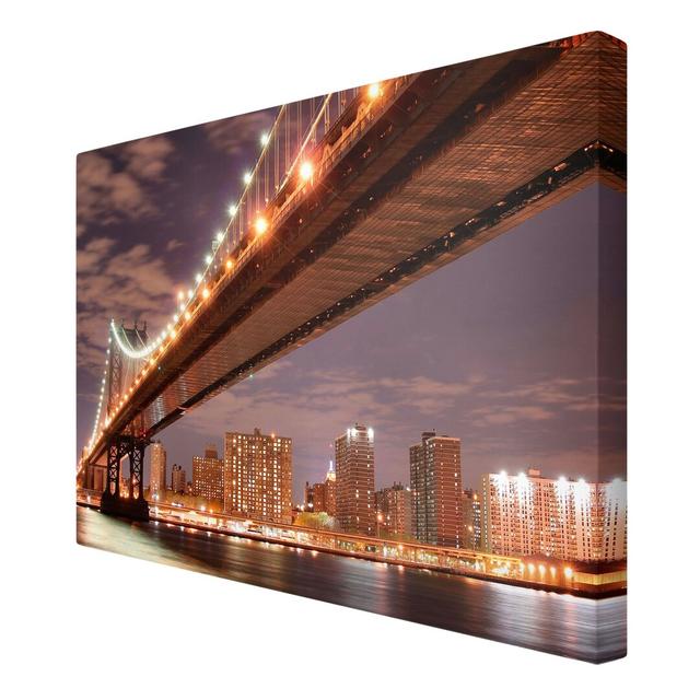 Manhattan Bridge - Wrapped Canvas Graphic Art Print East Urban Home Size: 120cm L x 80cm W x 2cm D on Productcaster.