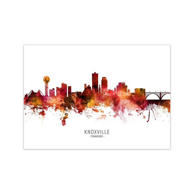 Knoxville Tennessee Skyline Red City Name by Michael Tompsett - Print Ebern Designs Format: Unframed, Size: 21cm H x 30cm W x 1cm D on Productcaster.