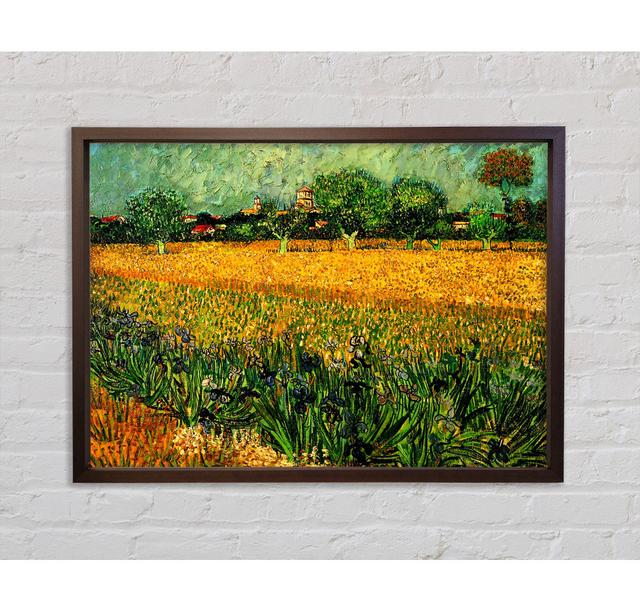 Ansicht von Arles mit Schwertlilien im Vordergrund von Vincent Van Gogh - Einzelbildrahmen Kunstdrucke auf Leinwand Bright Star Größe: 84,1 cm H x 118 on Productcaster.