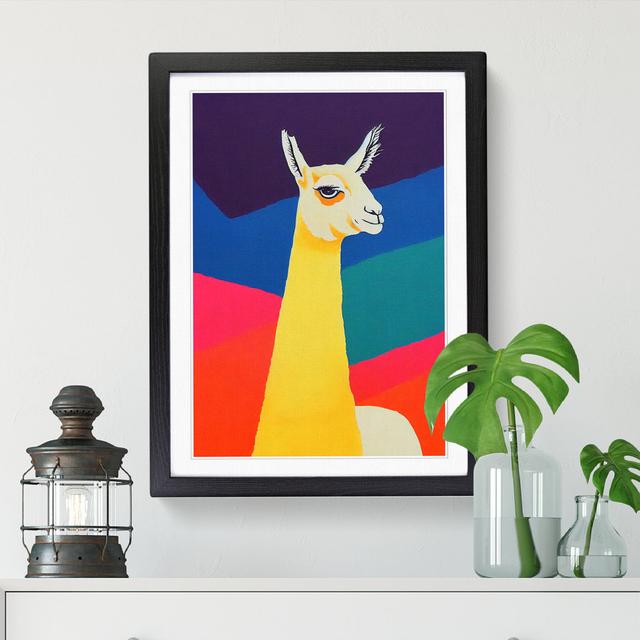 Llama Painting Color Field Painting - Print Isabelle & Max Size: 34cm H x 25cm W x 2cm D, Frame Option: Walnut on Productcaster.