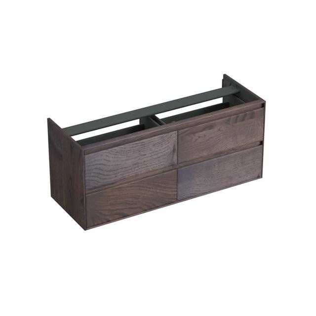 Forzalaqua 1400mm Wall Mounted Single Vanity Forzalaqua Vanity Unit Colour: Dark Wood, Basin Finish: Charcoal on Productcaster.