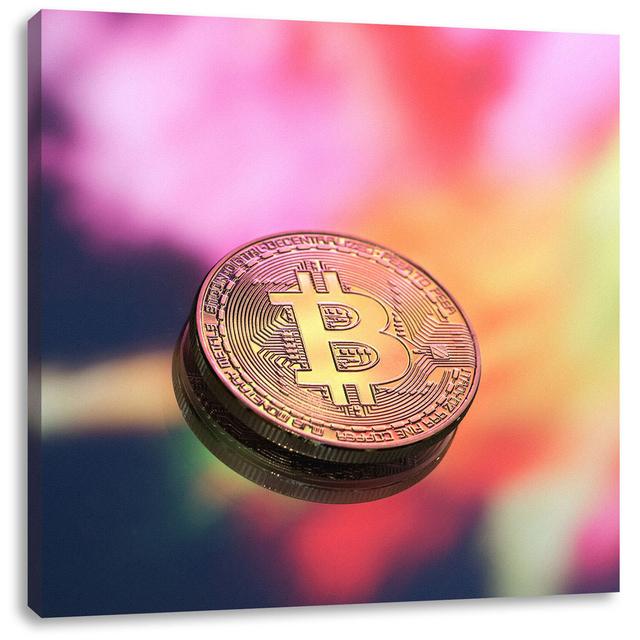 Leinwandbild Bitcoin BTC Farbenfrohe Anzeige ModernMoments Format: Leinwand, Größe: 40 cm H x 40 cm B x 2 cm T on Productcaster.