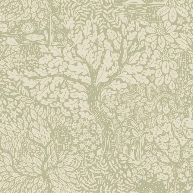 Deshya 10m x 53cm Matte Finish Wallpaper Double Roll Rosalind Wheeler Colour: Sage on Productcaster.