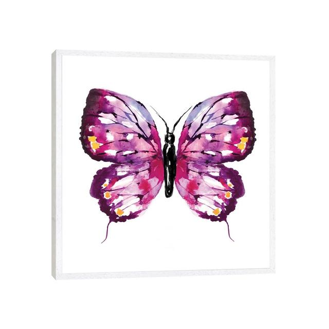 Butterfly Fuchsia by Sara Berrenson - Graphic Art Print on Canvas August Grove Size: 66.04cm H x 66.04cm W x 3.81cm D, Format: White Framed on Productcaster.