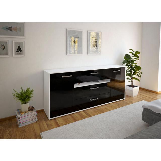 Libi 180cm breites Sideboard mit 3 Schubladen 17 Stories Farbe: Schwarz/Weiß on Productcaster.