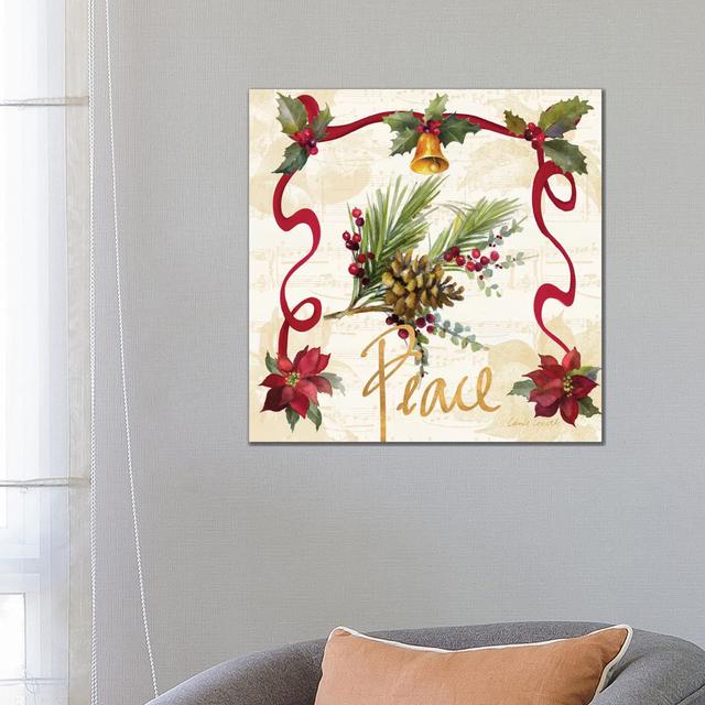 Christmas Poinsettia Ribbon II by Lanie Loreth - Wrapped Canvas Print The Seasonal Aisle Size: 66.04cm H x 66.04cm W x 3.81cm D on Productcaster.