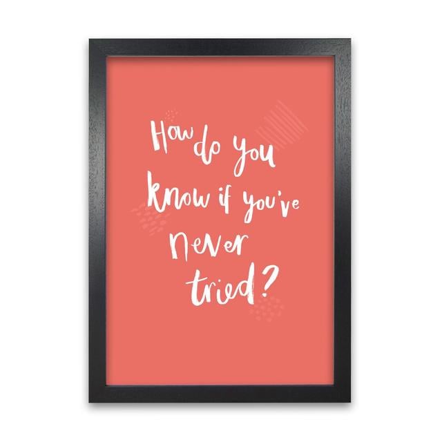 How Do You Know If You've Never Tried A by Laura Irwin - Graphic Art Print on Paper Maturi Frame Option: Black Framed, Size: 59.4cm H x 42cm W x 3cm D on Productcaster.